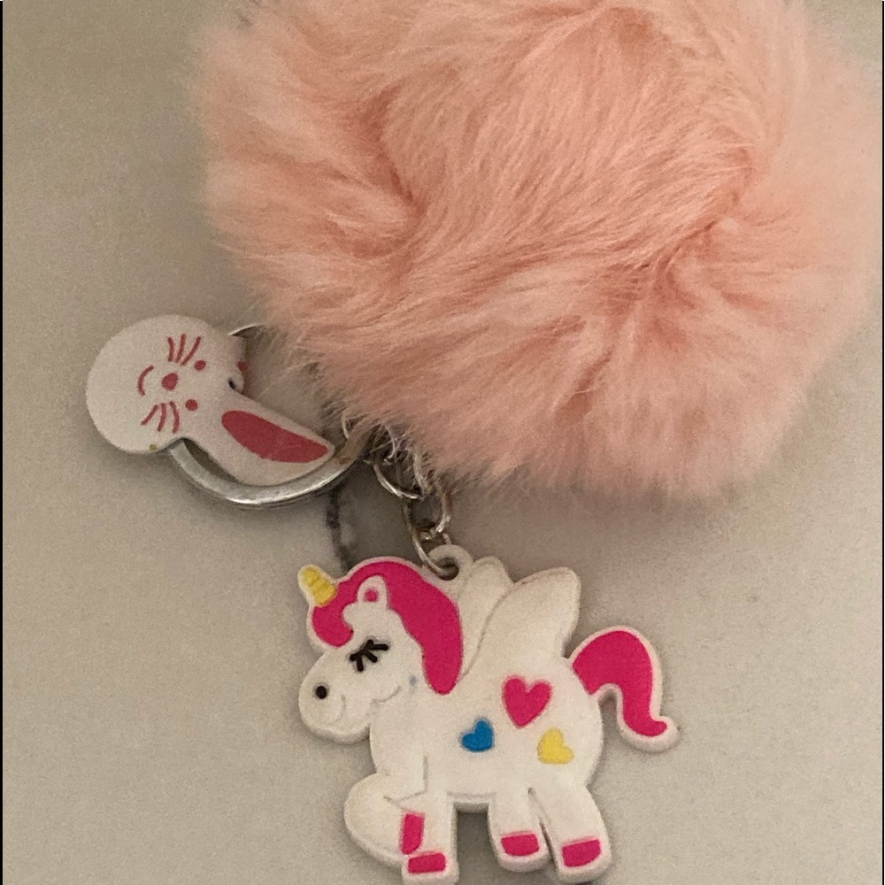 Pretty in pink Pom Pom unicorn keychain